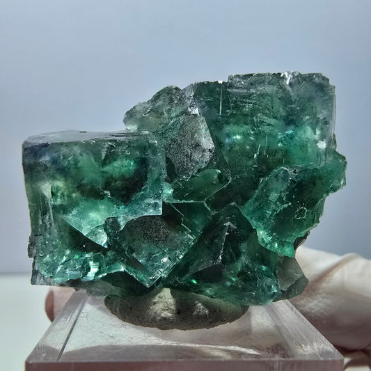 Klarer Phantom Fluorit Würfel parkettiert, grün Okorusu, Namibia 38*28*22mm