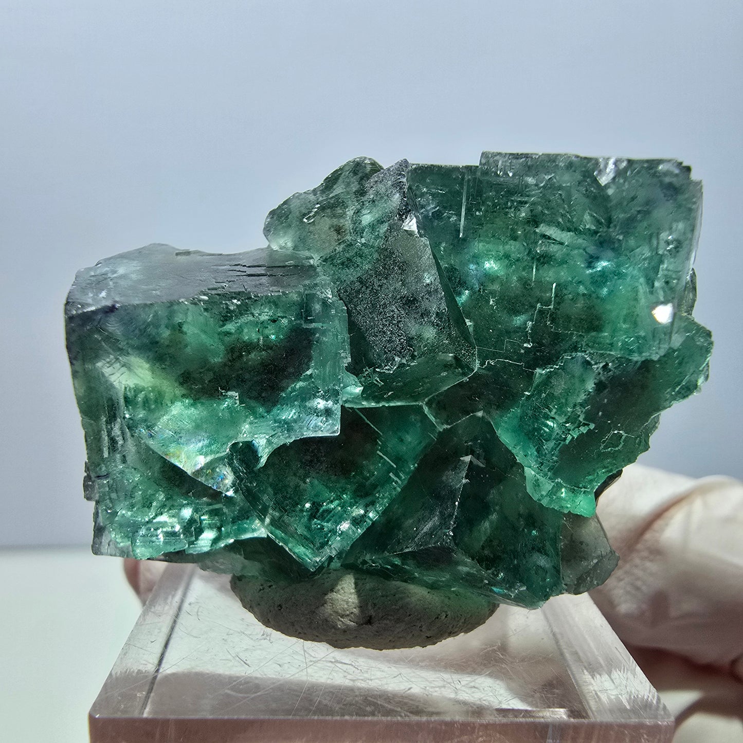 Klarer Phantom Fluorit Würfel parkettiert, grün Okorusu, Namibia 38*28*22mm