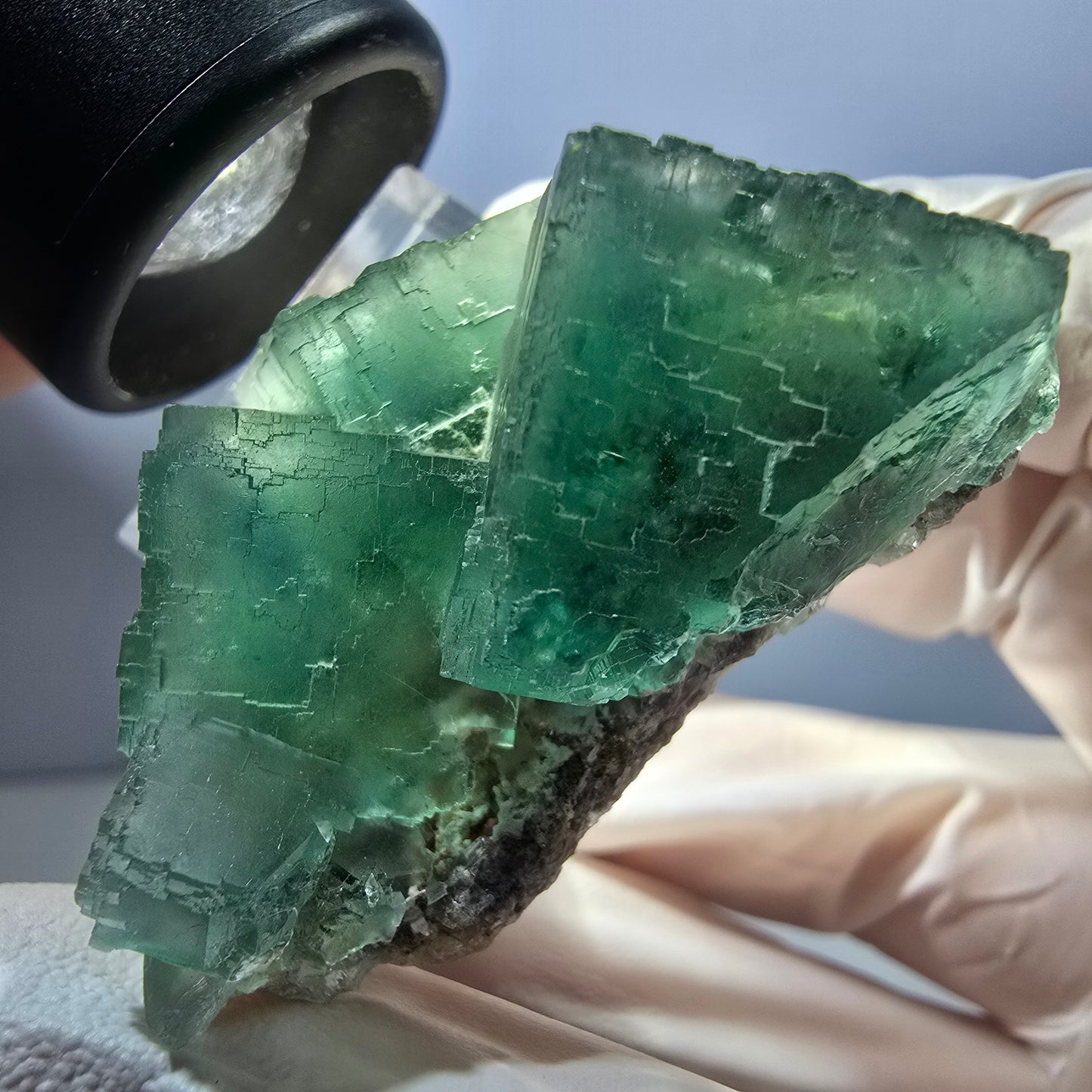 Klarer Phantom Fluorit Würfel parkettiert, grün Okorusu, Namibia 45*33*23mm