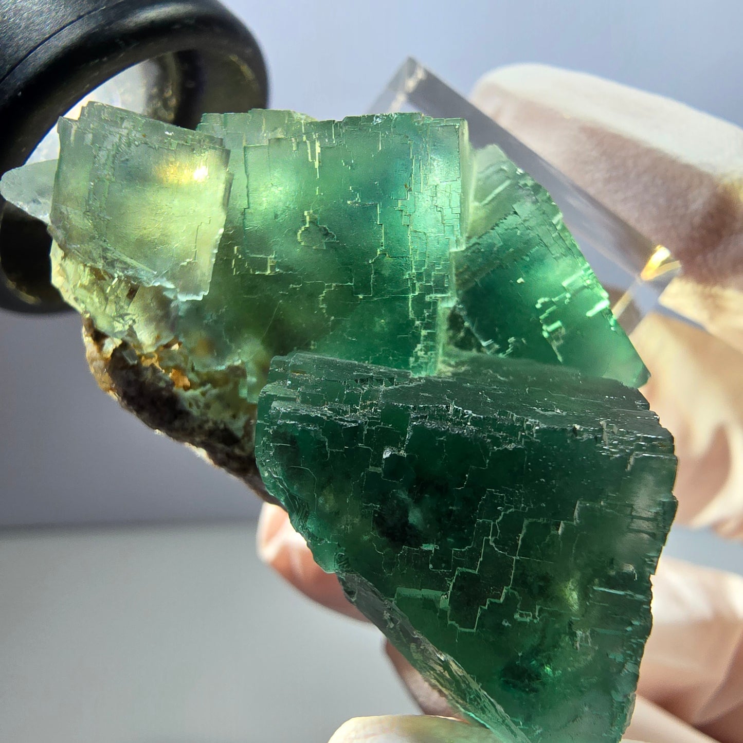 Klarer Phantom Fluorit Würfel parkettiert, grün Okorusu, Namibia 45*33*23mm
