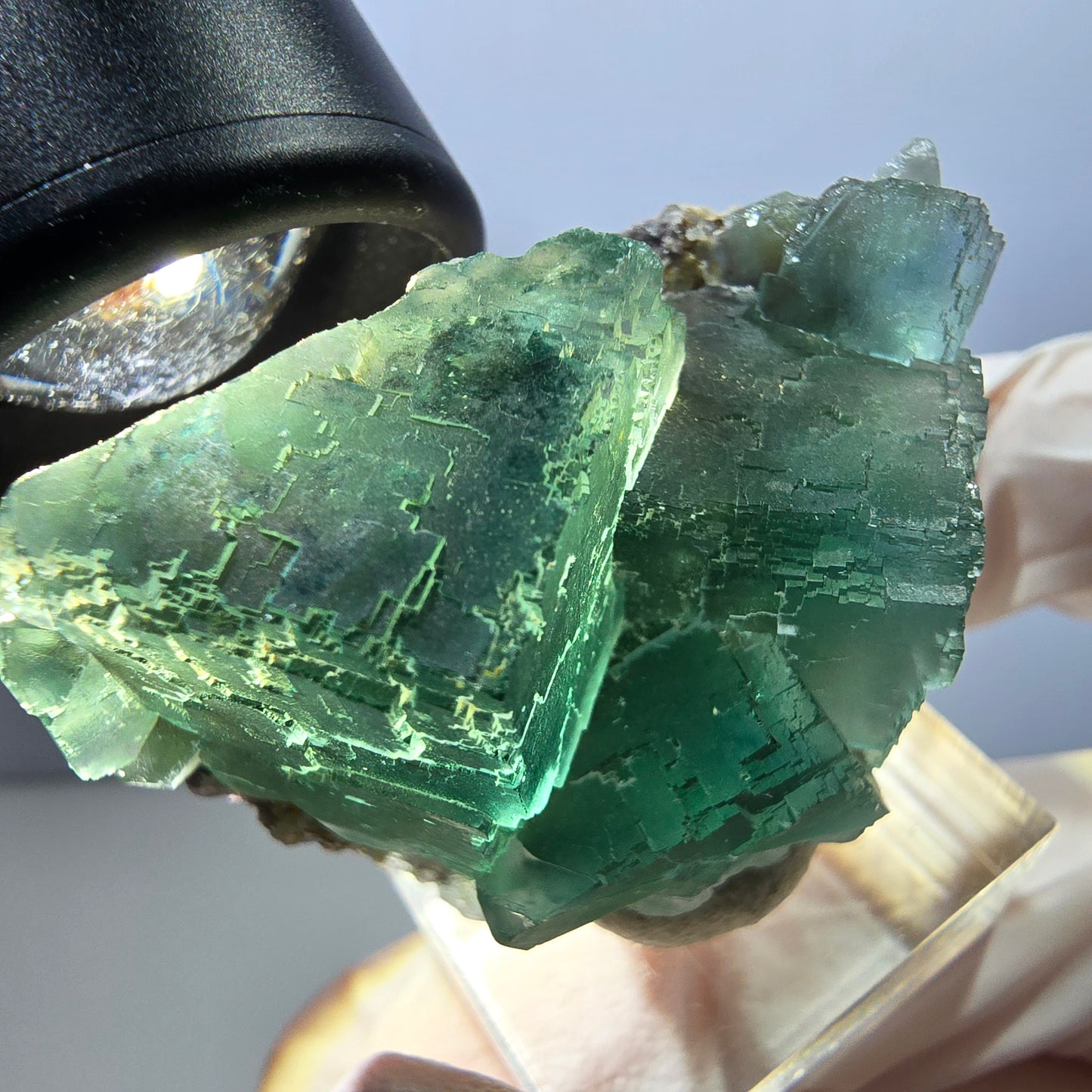 Klarer Phantom Fluorit Würfel parkettiert, grün Okorusu, Namibia 45*33*23mm