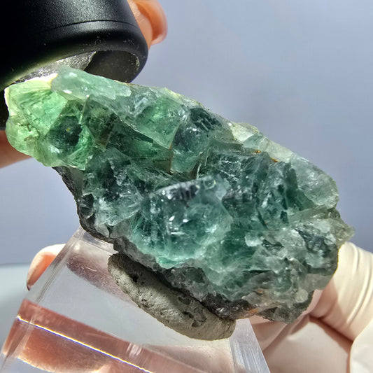 Klarer Phantom Fluorit Würfel parkettiert, grün Okorusu, Namibia 49*23*16mm