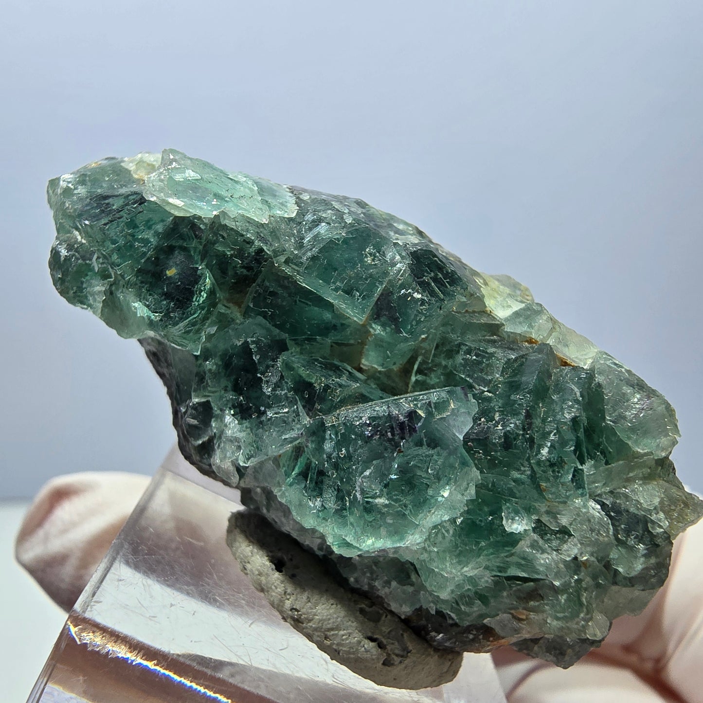 Klarer Phantom Fluorit Würfel parkettiert, grün Okorusu, Namibia 49*23*16mm