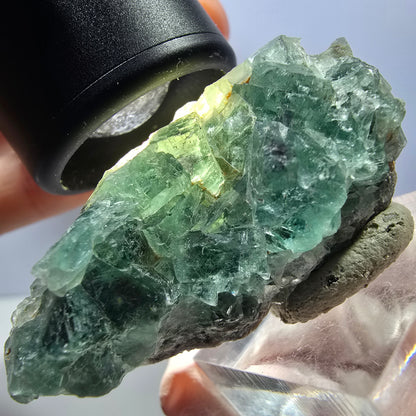 Klarer Phantom Fluorit Würfel parkettiert, grün Okorusu, Namibia 49*23*16mm