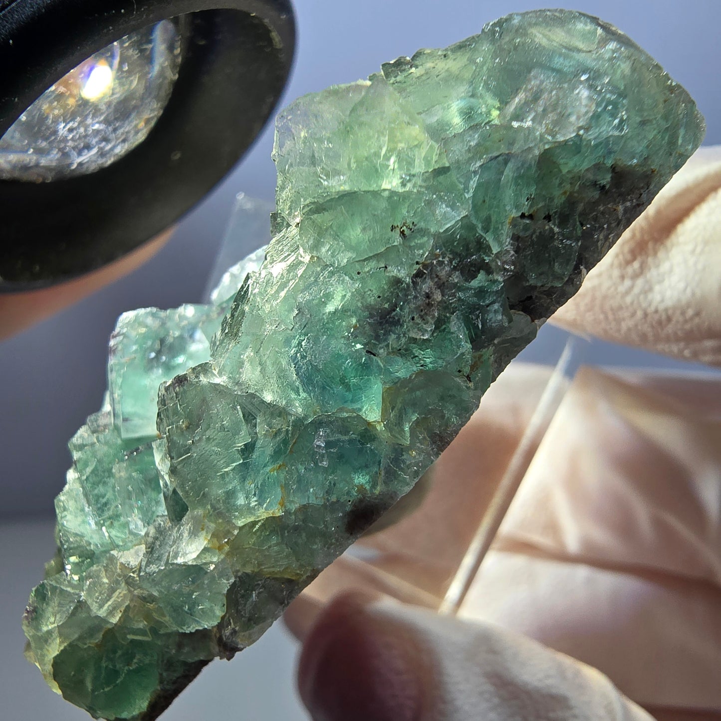 Klarer Phantom Fluorit Würfel parkettiert, grün Okorusu, Namibia 49*23*16mm