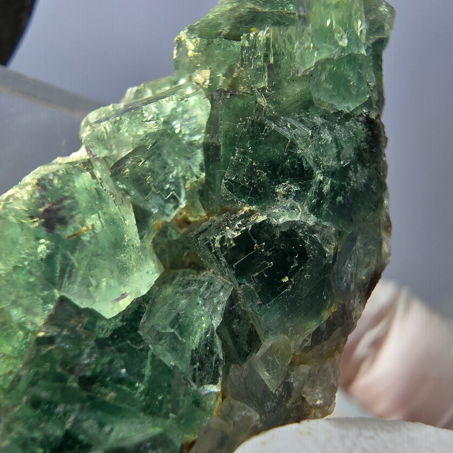 Klarer Phantom Fluorit Würfel parkettiert, grün Okorusu, Namibia 49*23*16mm