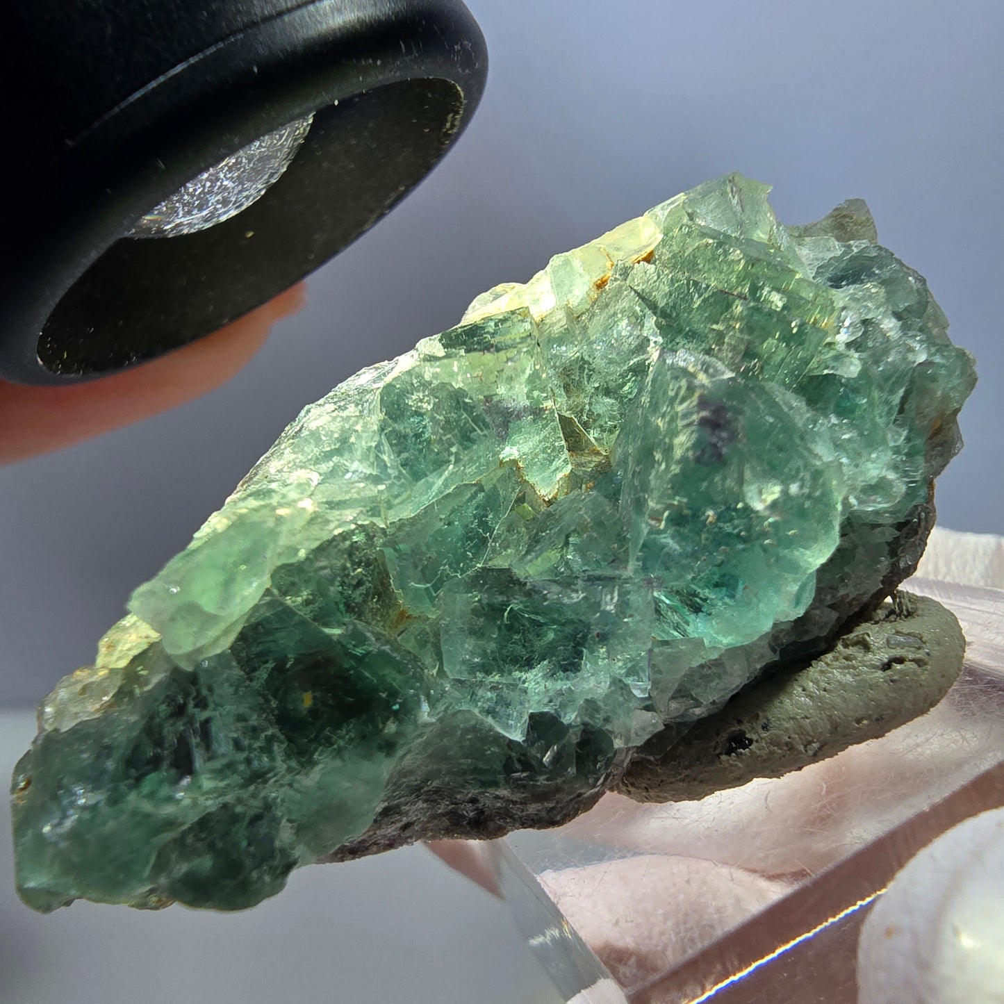 Klarer Phantom Fluorit Würfel parkettiert, grün Okorusu, Namibia 49*23*16mm