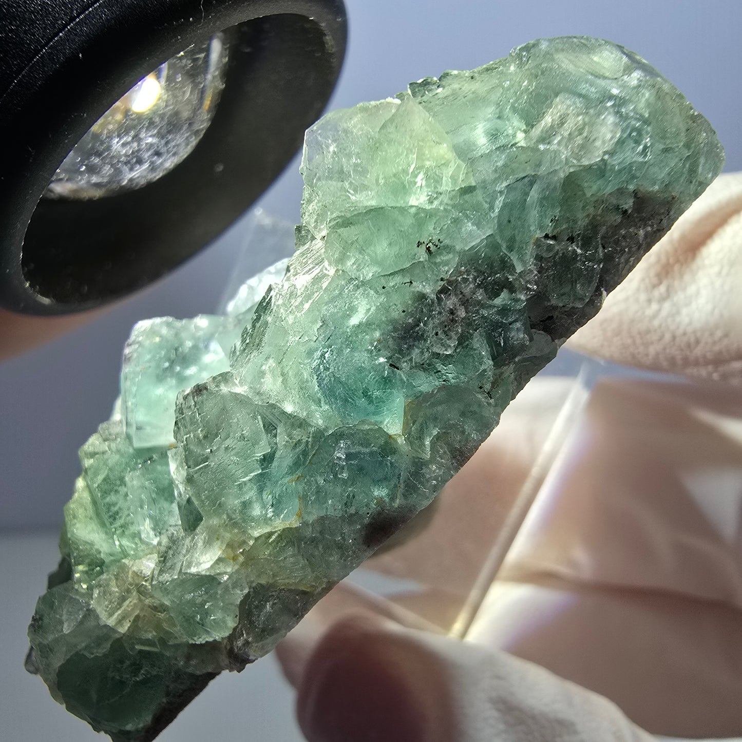 Klarer Phantom Fluorit Würfel parkettiert, grün Okorusu, Namibia 49*23*16mm