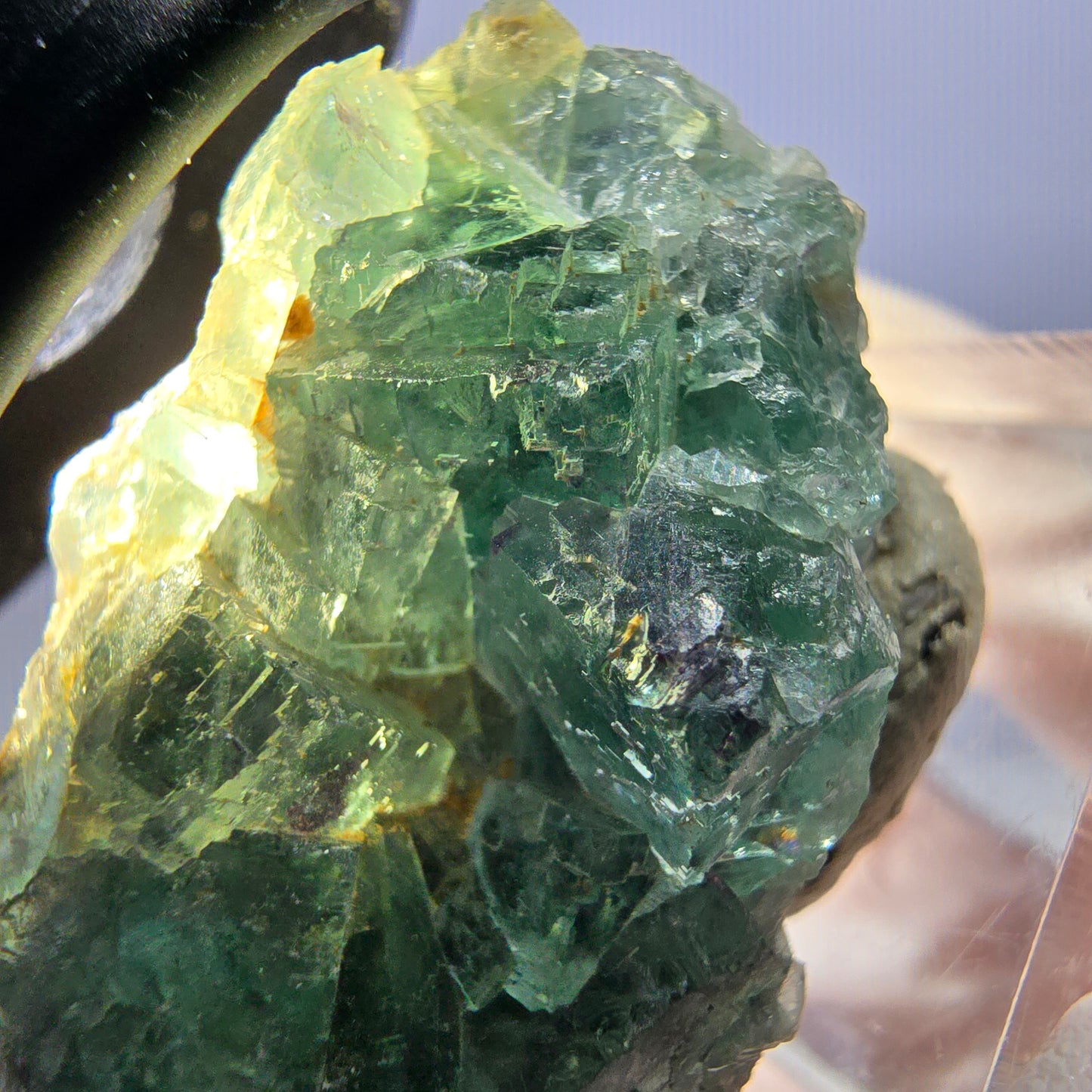 Klarer Phantom Fluorit Würfel parkettiert, grün Okorusu, Namibia 49*23*16mm