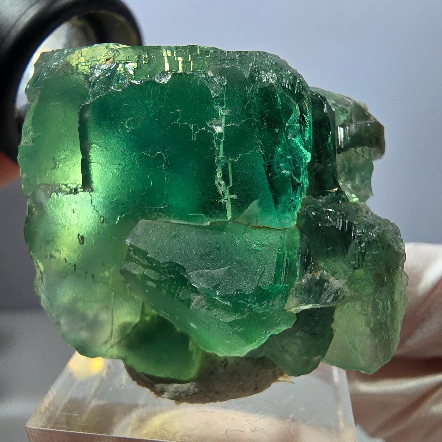 Klarer Phantom Fluorit Würfel parkettiert, grün Okorusu, Namibia 38*31*30mm