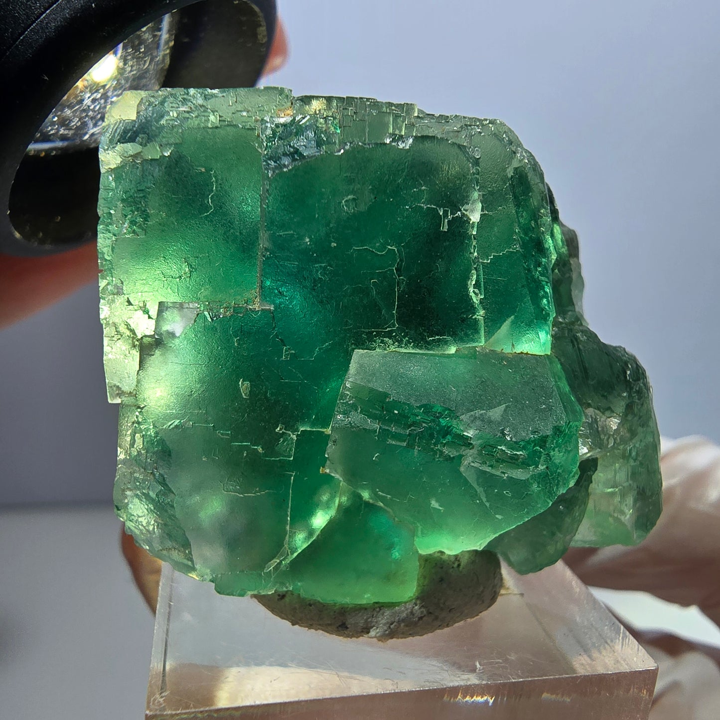 Klarer Phantom Fluorit Würfel parkettiert, grün Okorusu, Namibia 38*31*30mm