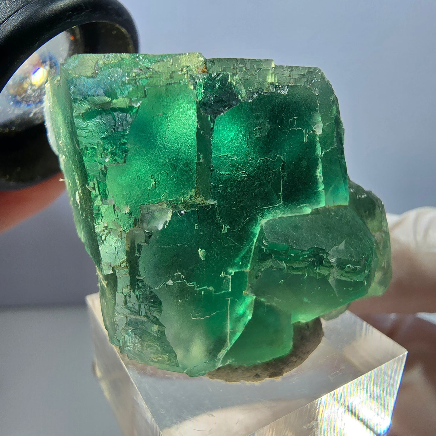 Klarer Phantom Fluorit Würfel parkettiert, grün Okorusu, Namibia 38*31*30mm