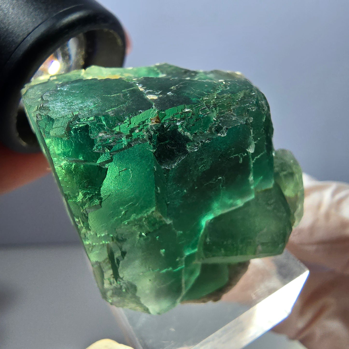 Klarer Phantom Fluorit Würfel parkettiert, grün Okorusu, Namibia 38*31*30mm