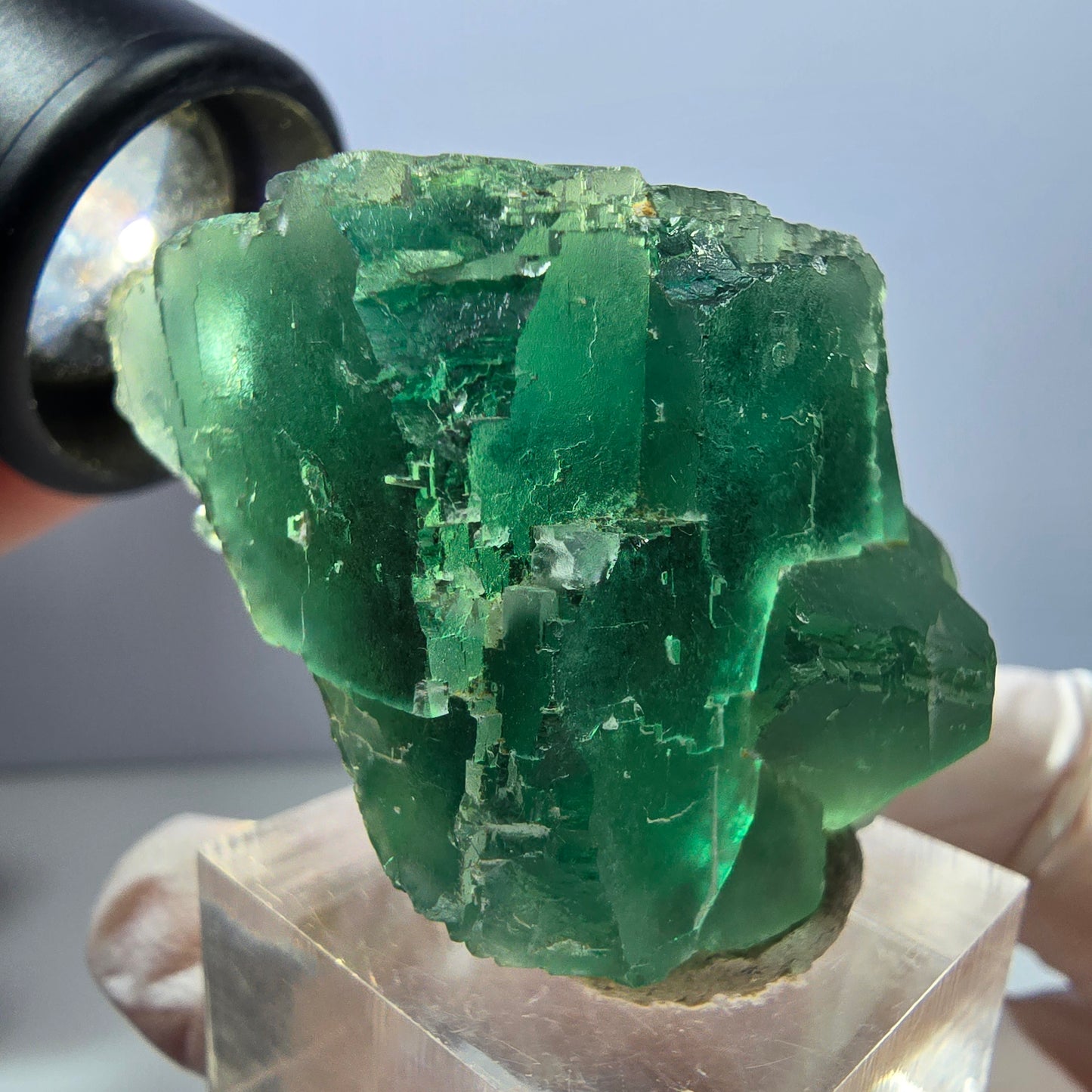 Klarer Phantom Fluorit Würfel parkettiert, grün Okorusu, Namibia 38*31*30mm