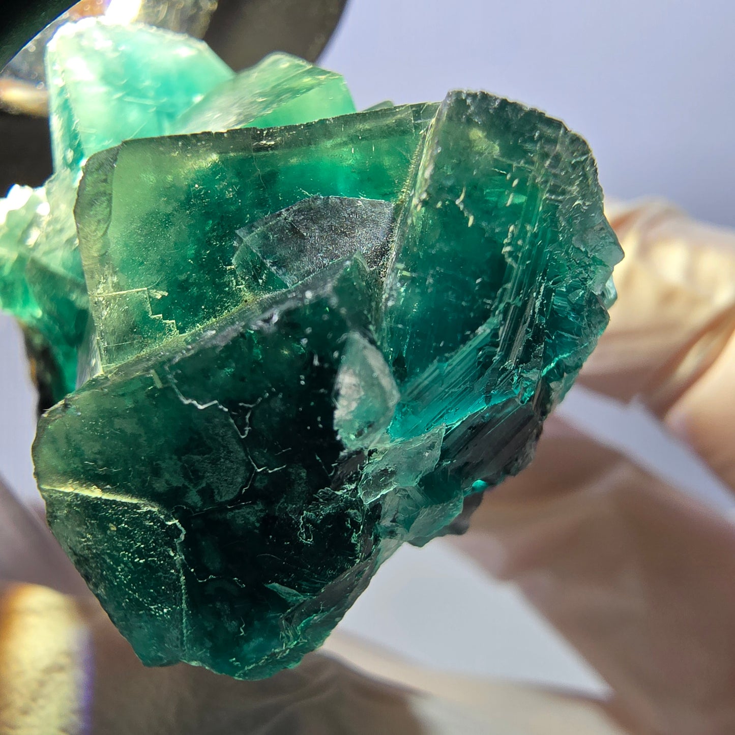 Klarer Phantom Fluorit Würfel parkettiert, grün Okorusu, Namibia 48*29*29mm