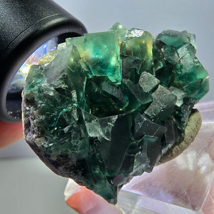 Klarer Phantom Fluorit Würfel parkettiert, grün Okorusu, Namibia 46*30*12mm