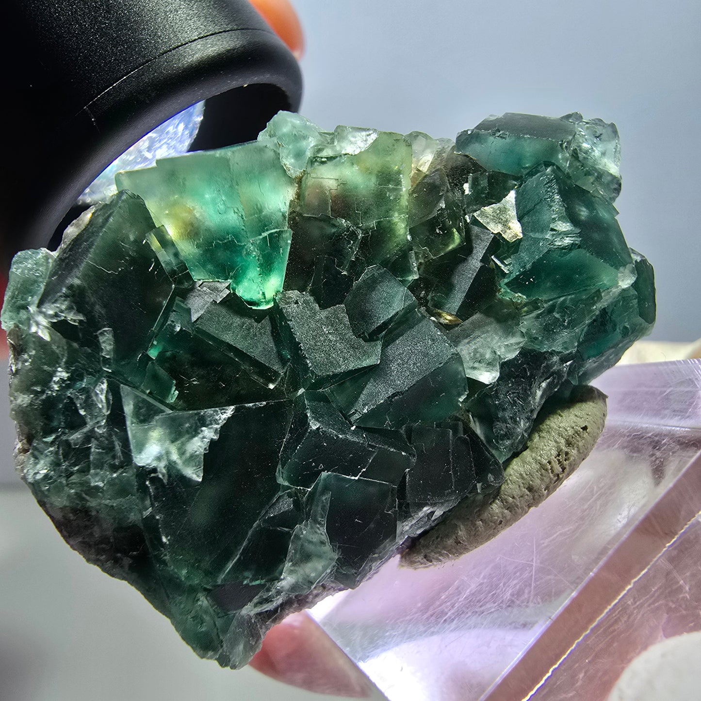 Klarer Phantom Fluorit Würfel parkettiert, grün Okorusu, Namibia 46*30*12mm