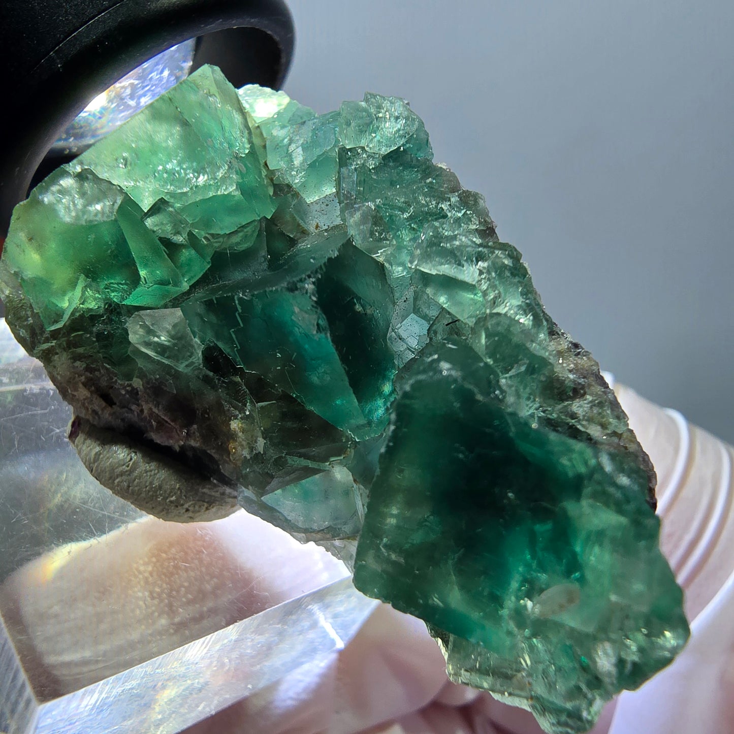 Klarer Phantom Fluorit Würfel parkettiert, grün Okorusu, Namibia 48*26*16mm