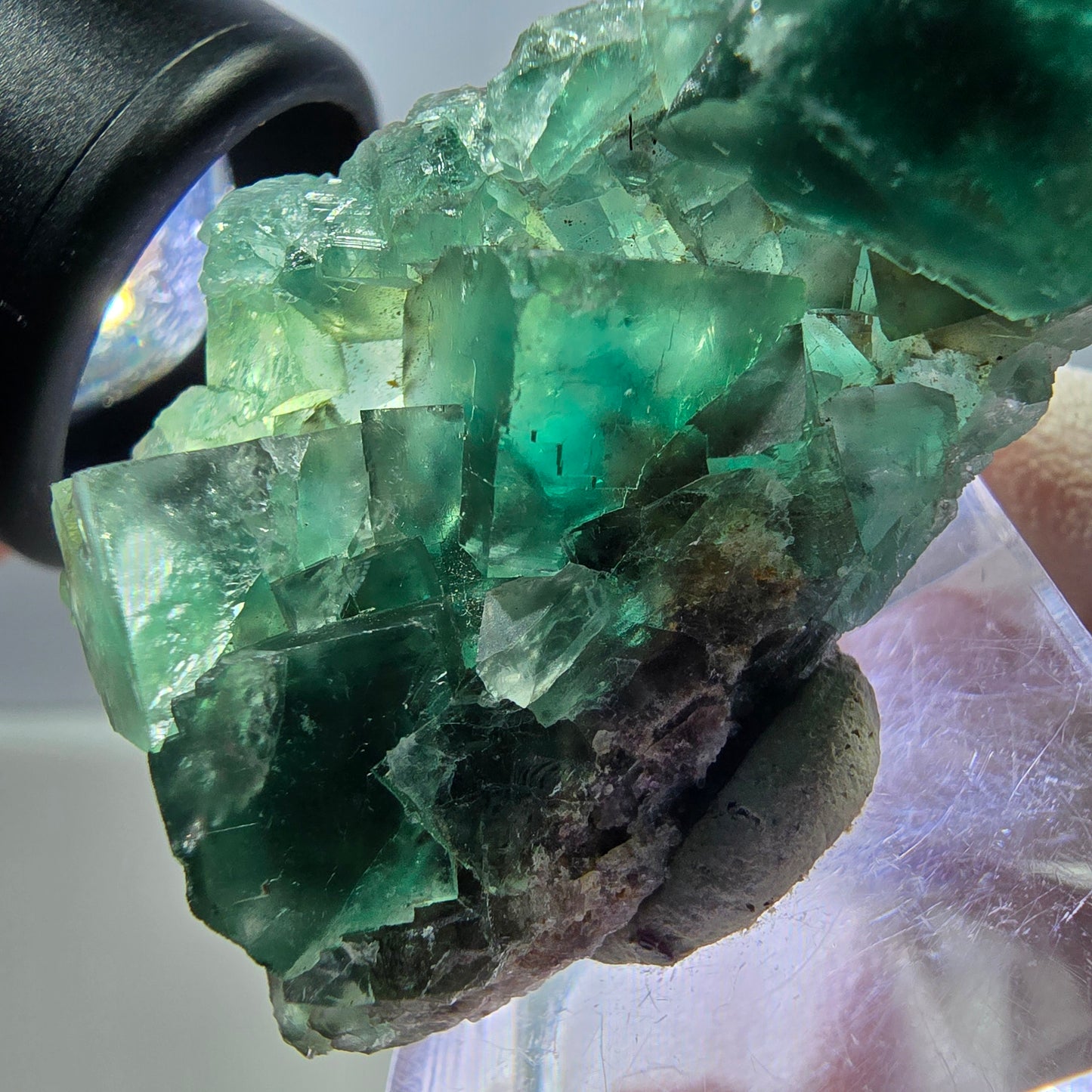 Klarer Phantom Fluorit Würfel parkettiert, grün Okorusu, Namibia 48*26*16mm