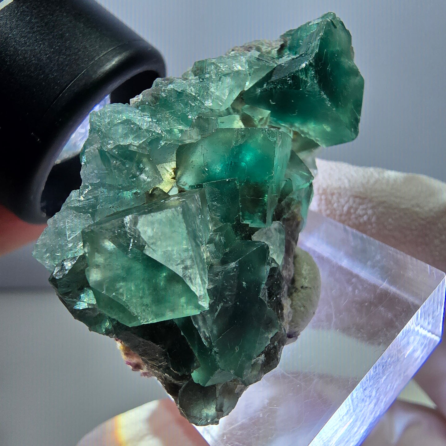 Klarer Phantom Fluorit Würfel parkettiert, grün Okorusu, Namibia 48*26*16mm