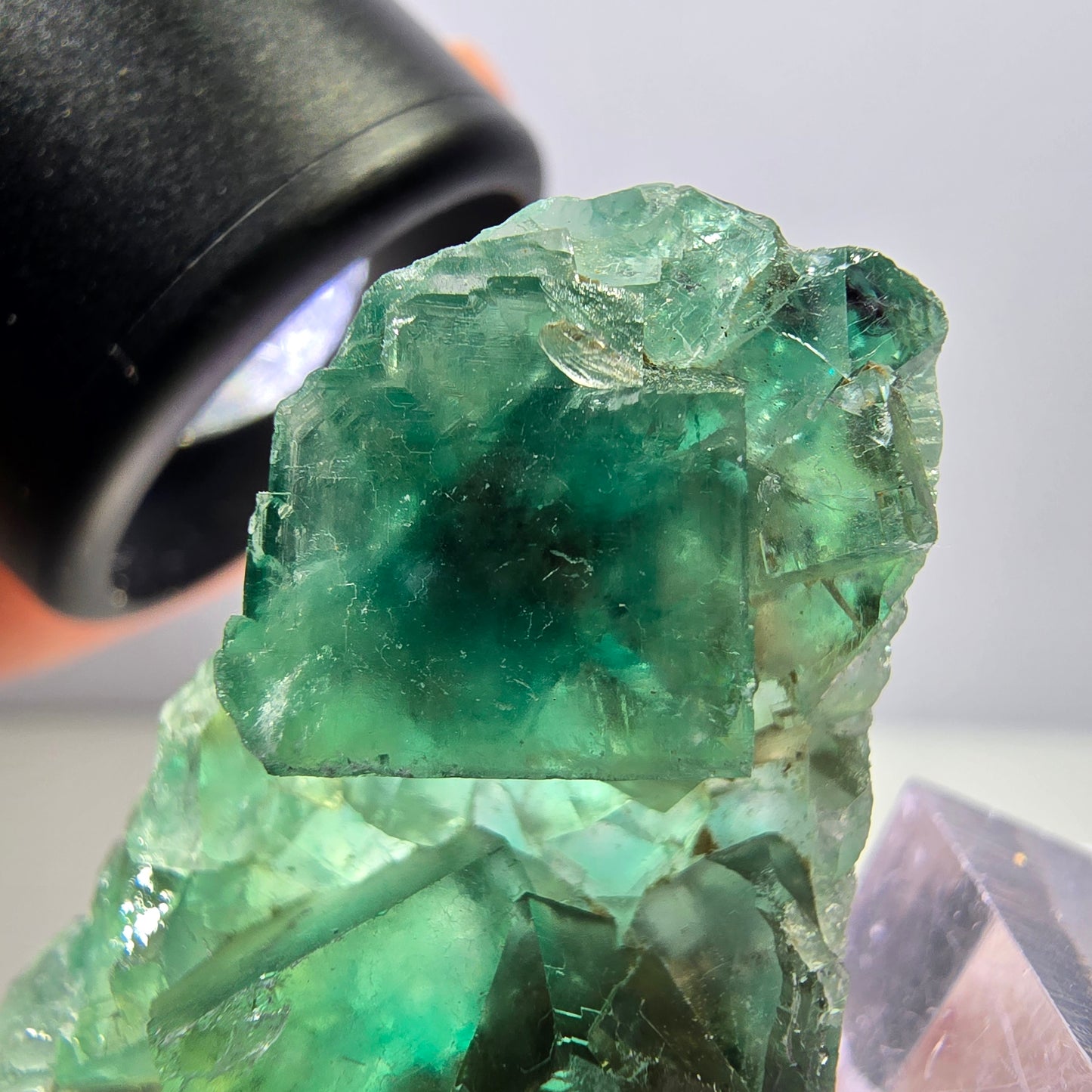 Klarer Phantom Fluorit Würfel parkettiert, grün Okorusu, Namibia 48*26*16mm