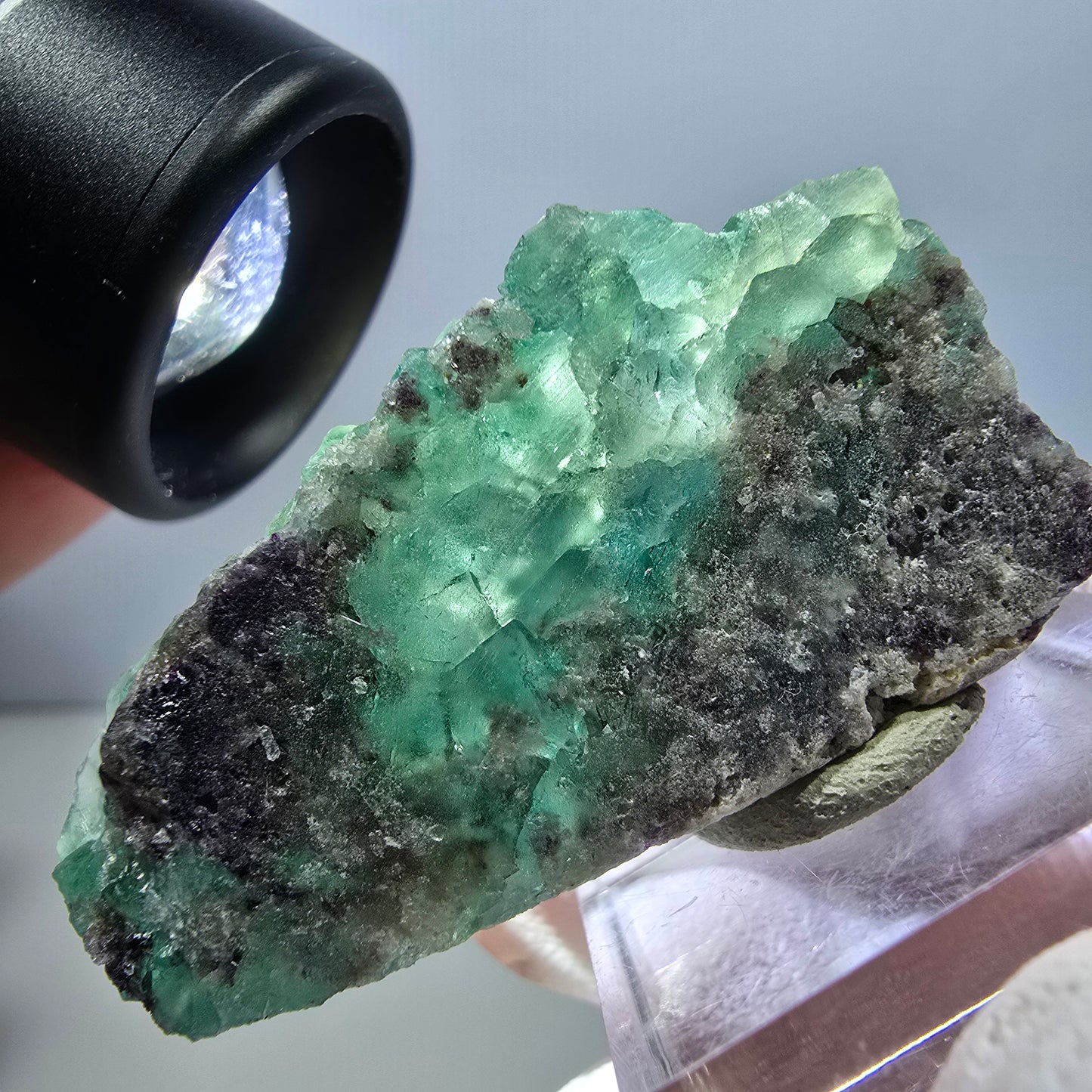 Klarer Phantom Fluorit Würfel parkettiert, grün Okorusu, Namibia 48*26*16mm