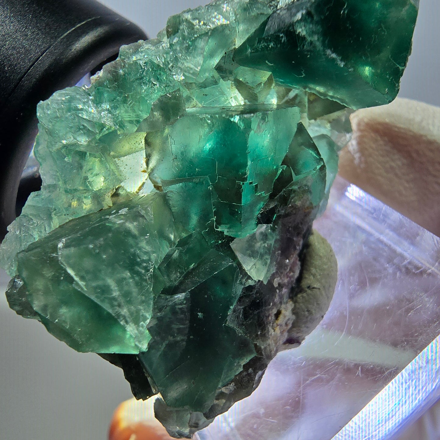 Klarer Phantom Fluorit Würfel parkettiert, grün Okorusu, Namibia 48*26*16mm