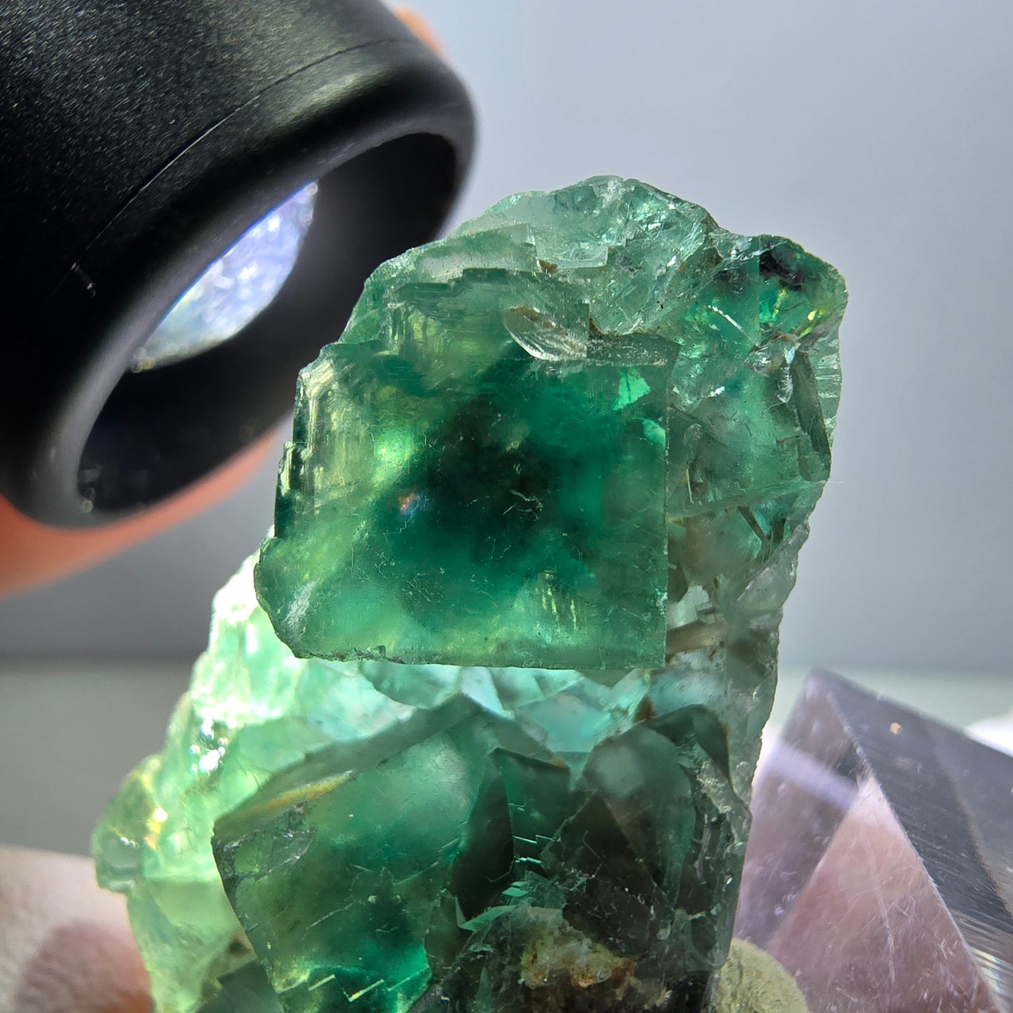 Klarer Phantom Fluorit Würfel parkettiert, grün Okorusu, Namibia 48*26*16mm