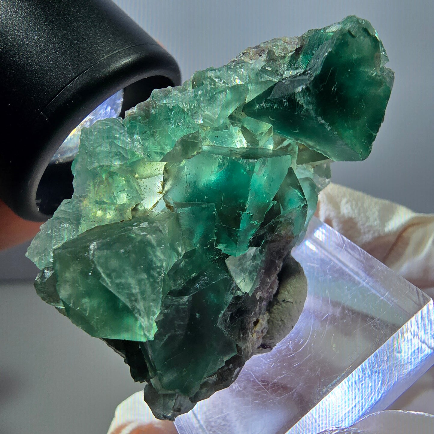 Klarer Phantom Fluorit Würfel parkettiert, grün Okorusu, Namibia 48*26*16mm