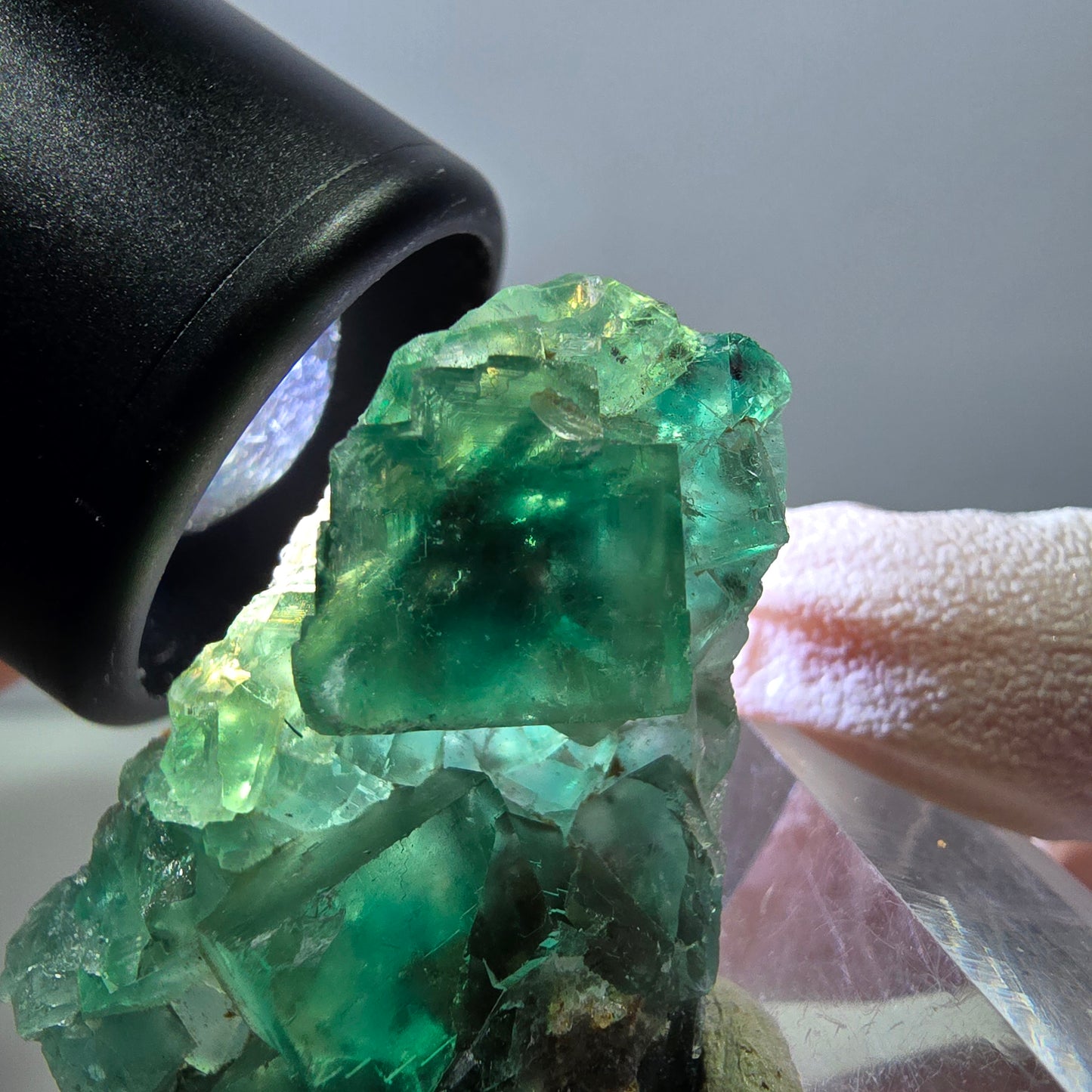 Klarer Phantom Fluorit Würfel parkettiert, grün Okorusu, Namibia 48*26*16mm