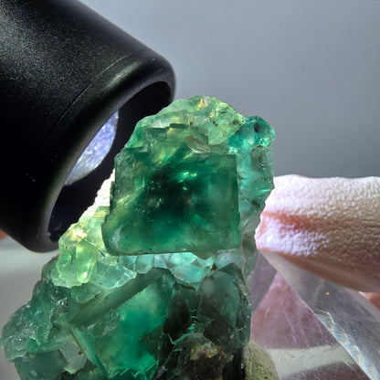 Klarer Phantom Fluorit Würfel parkettiert, grün Okorusu, Namibia 48*26*16mm