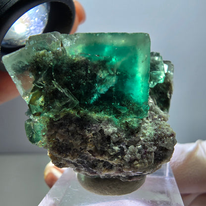 Klarer Phantom Fluorit Würfel parkettiert, grün Okorusu, Namibia 46*34*25mm