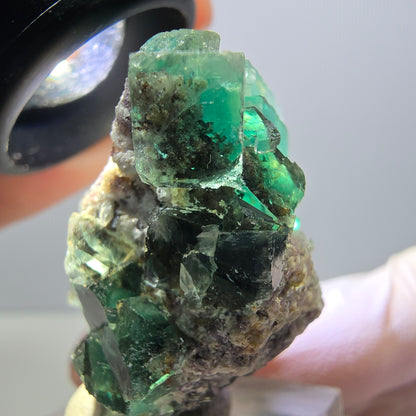 Klarer Phantom Fluorit Würfel parkettiert, grün Okorusu, Namibia 46*34*25mm