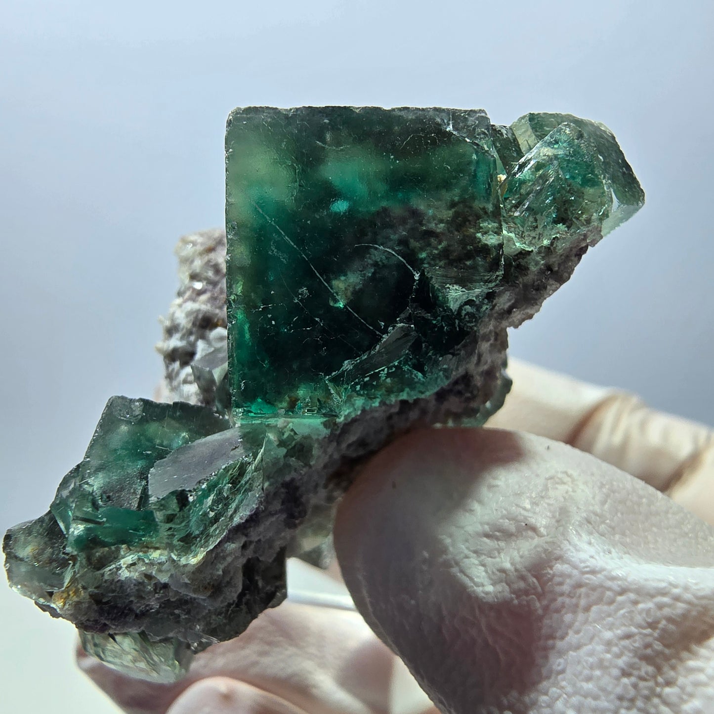 Klarer Phantom Fluorit Würfel parkettiert, grün Okorusu, Namibia 46*34*25mm