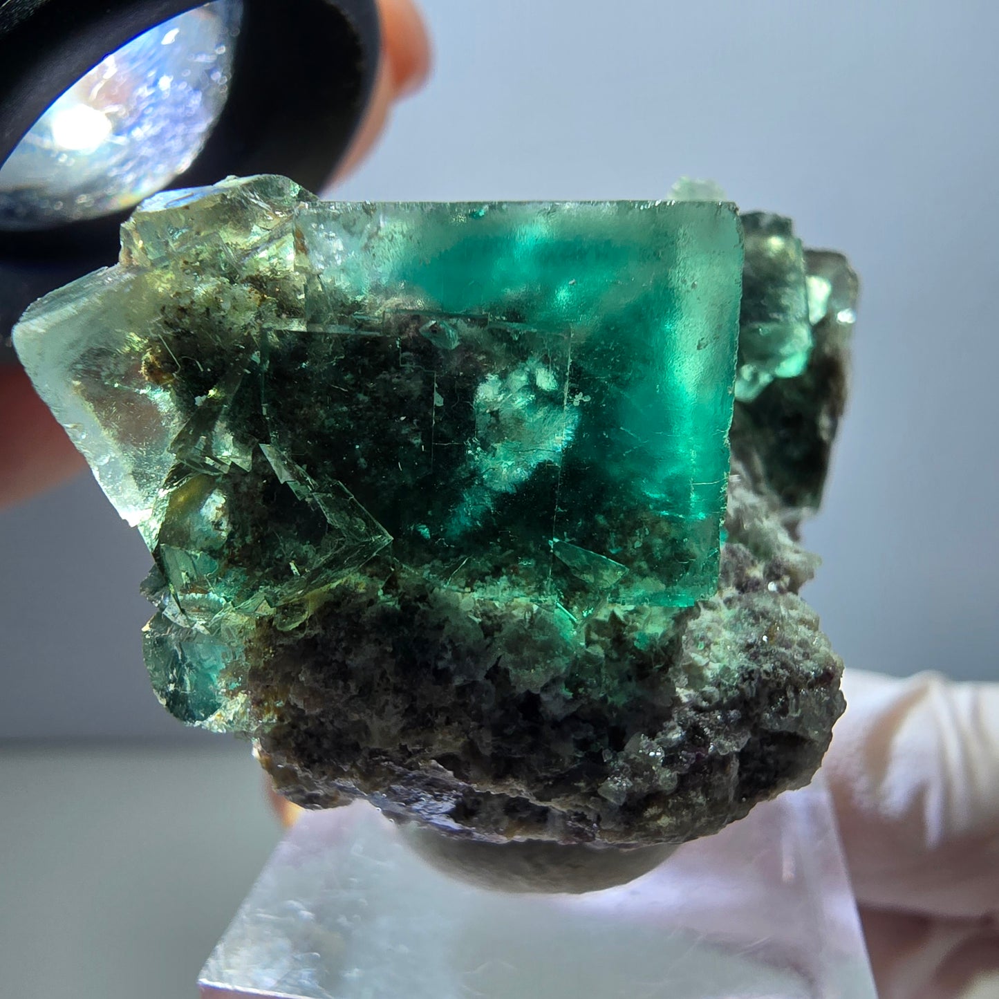 Klarer Phantom Fluorit Würfel parkettiert, grün Okorusu, Namibia 46*34*25mm