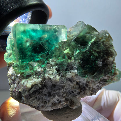 Klarer Phantom Fluorit Würfel parkettiert, grün Okorusu, Namibia 46*34*25mm