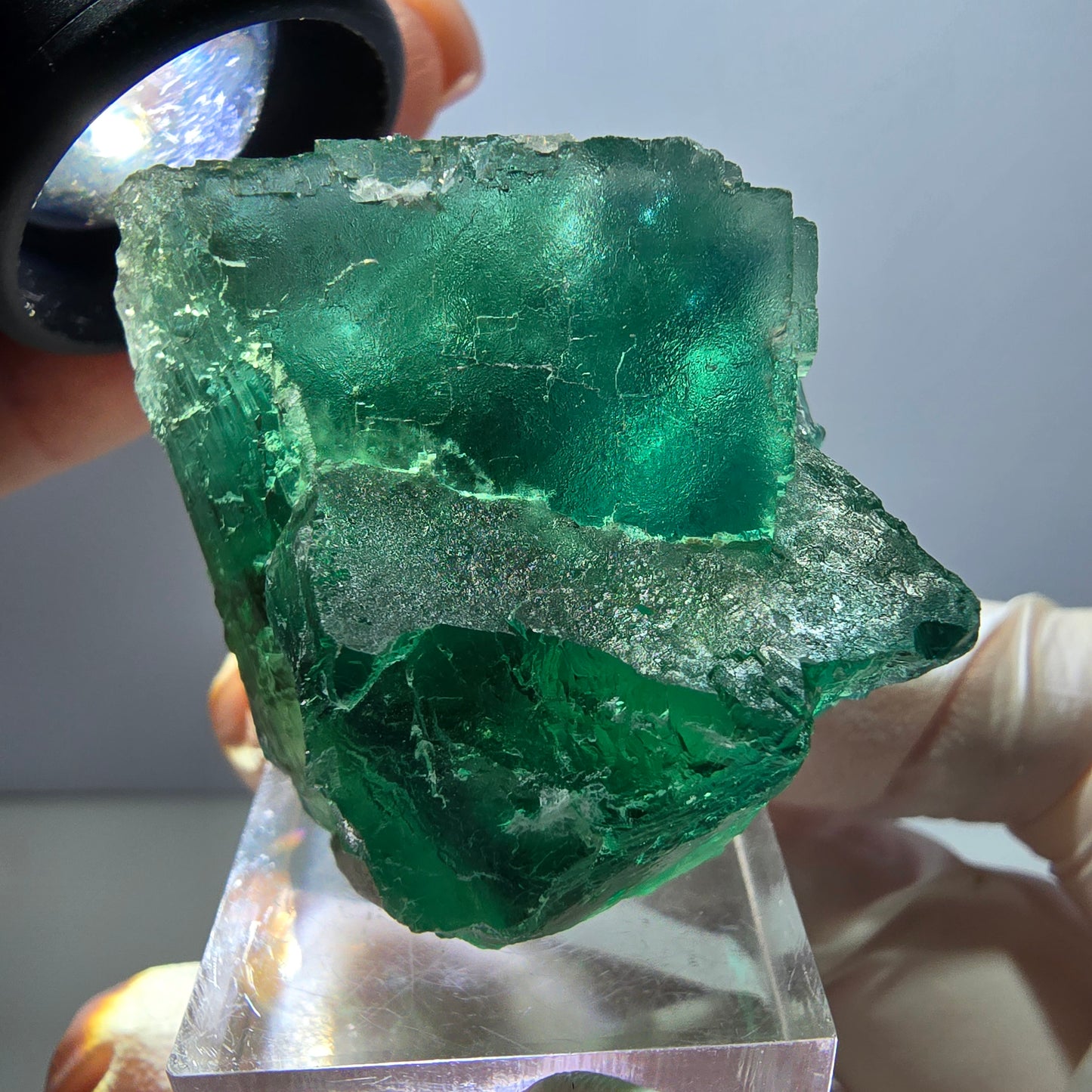 Klarer Phantom Fluorit Würfel parkettiert, grün Okorusu, Namibia 42*33*29mm