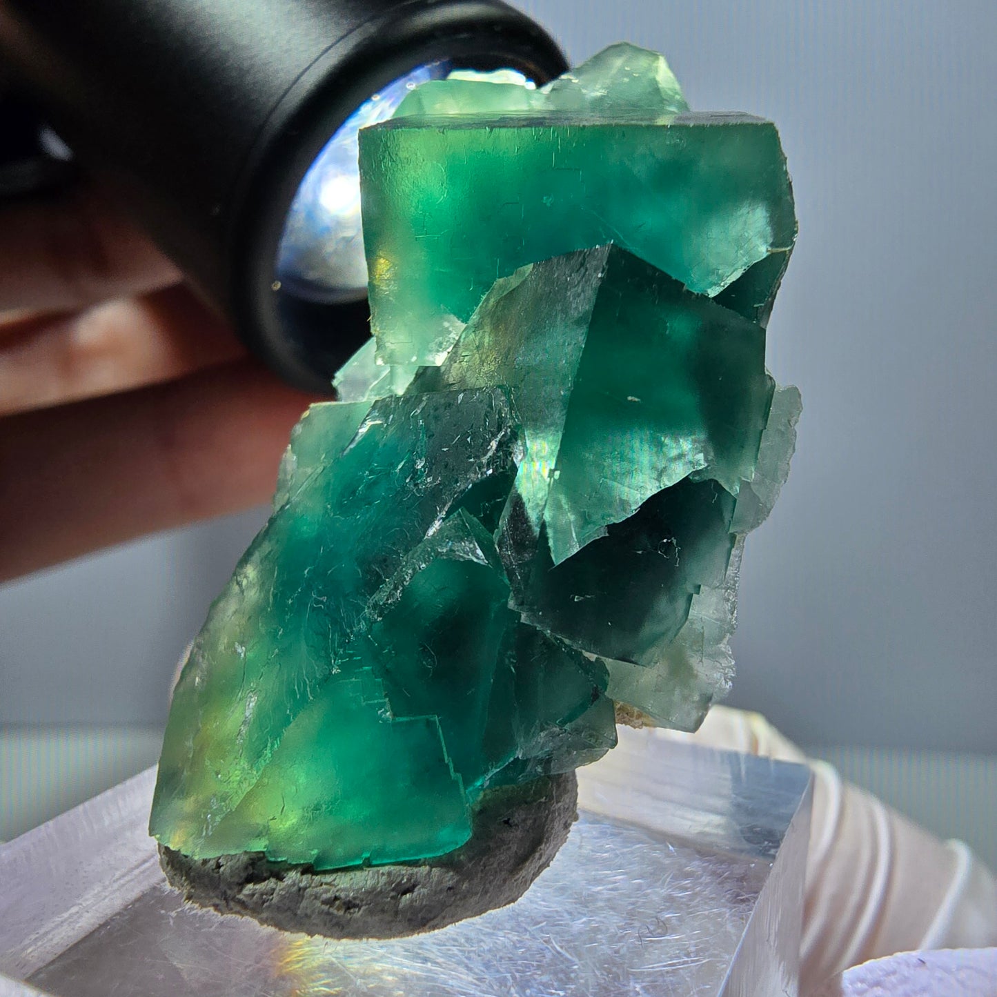 Klarer Phantom Fluorit Würfel parkettiert, grün Okorusu, Namibia 26*26*25mm