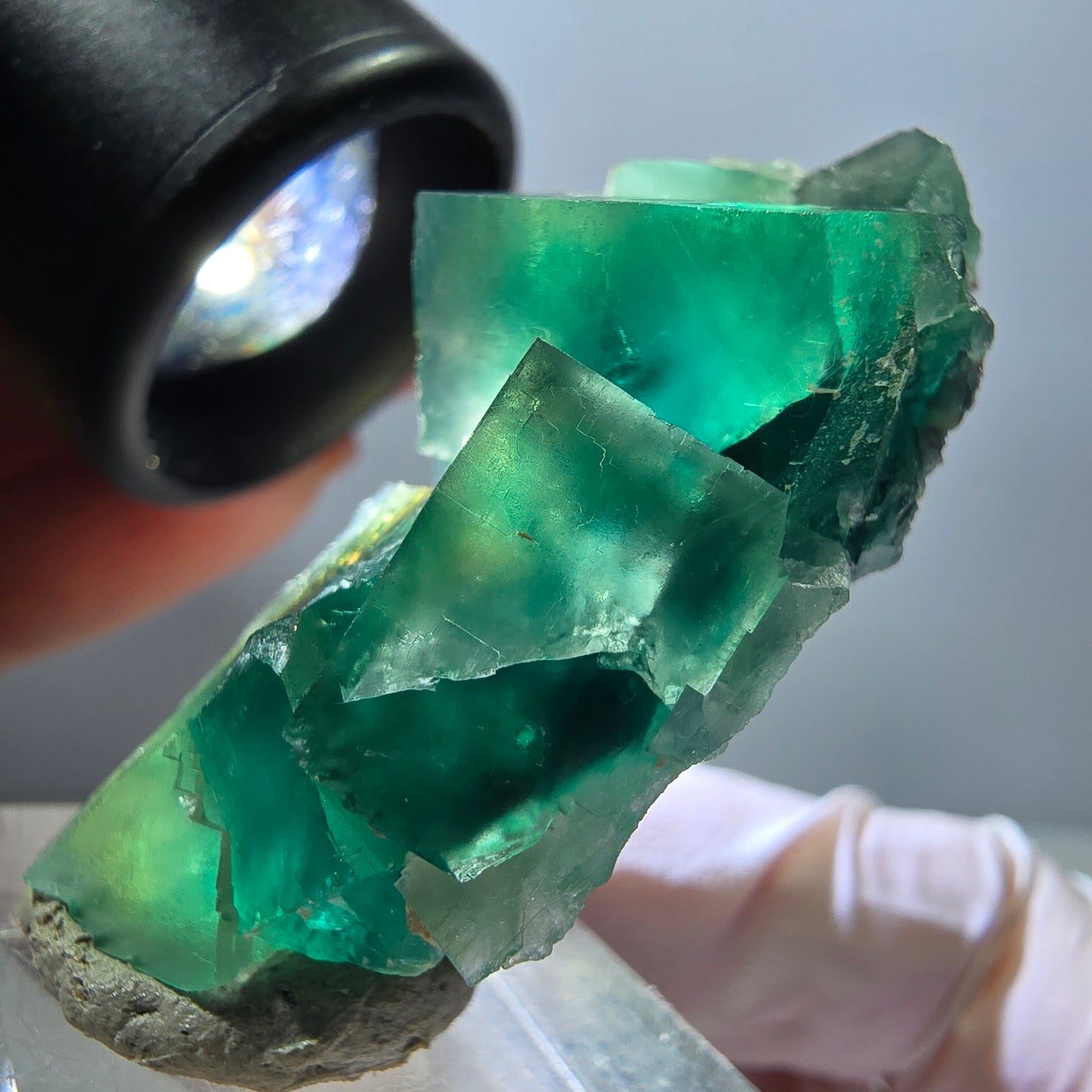 Klarer Phantom Fluorit Würfel parkettiert, grün Okorusu, Namibia 26*26*25mm