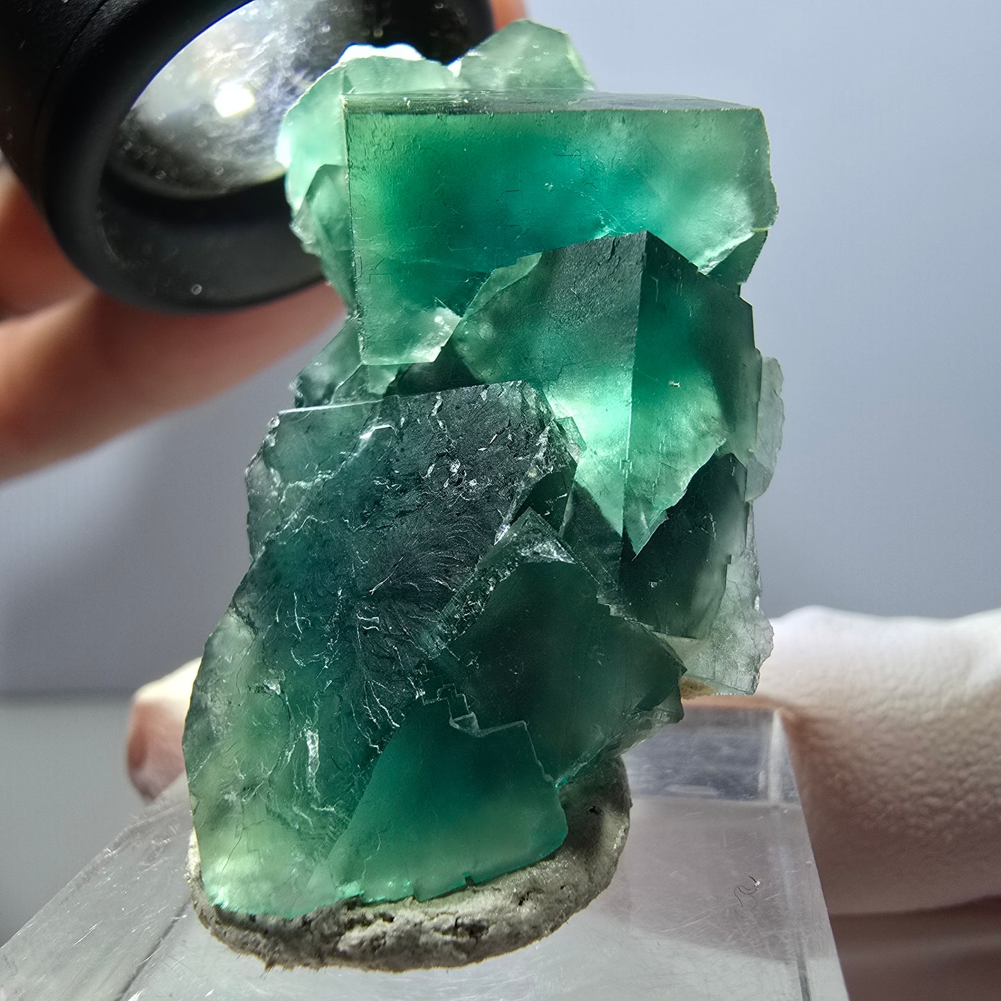 Klarer Phantom Fluorit Würfel parkettiert, grün Okorusu, Namibia 26*26*25mm