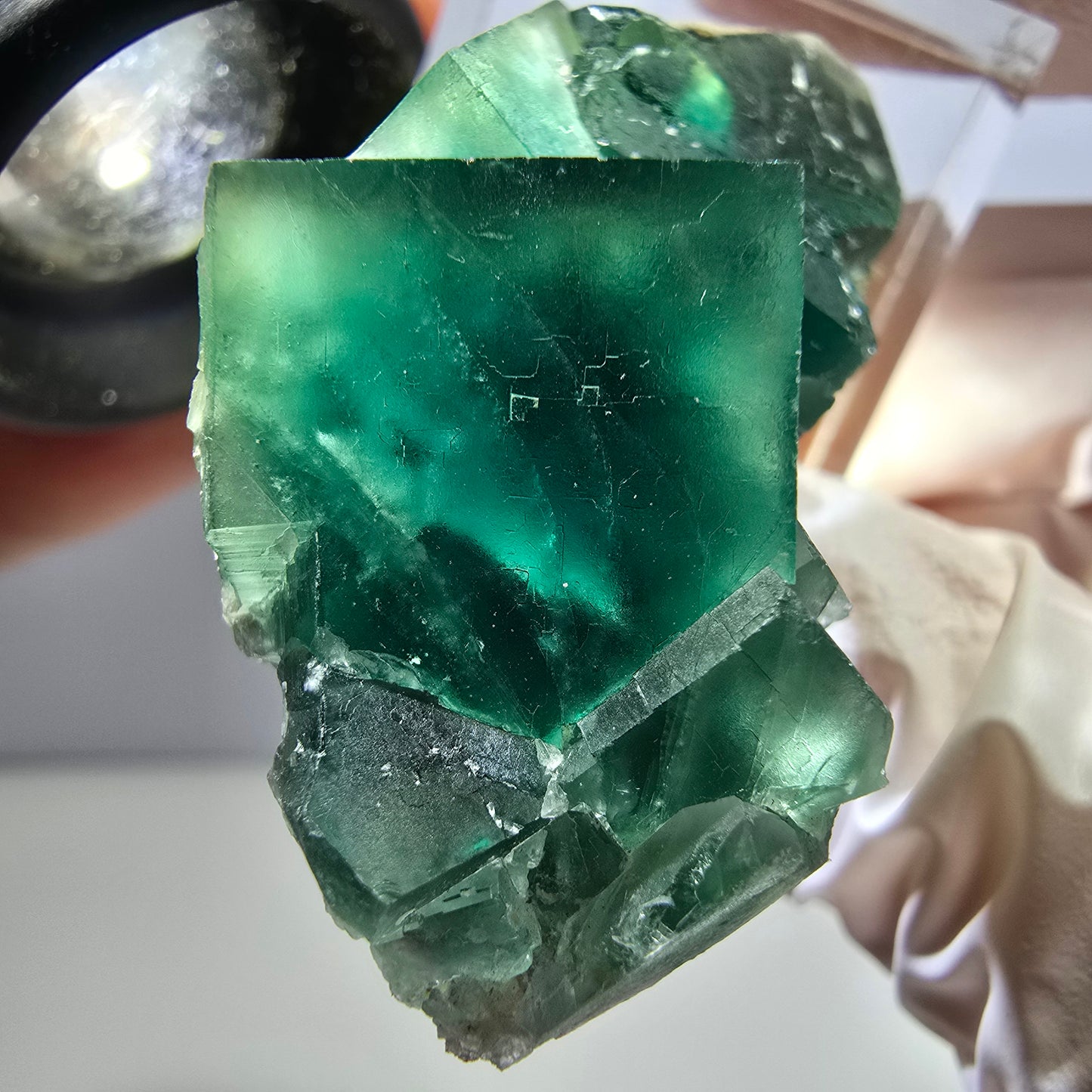 Klarer Phantom Fluorit Würfel parkettiert, grün Okorusu, Namibia 26*26*25mm