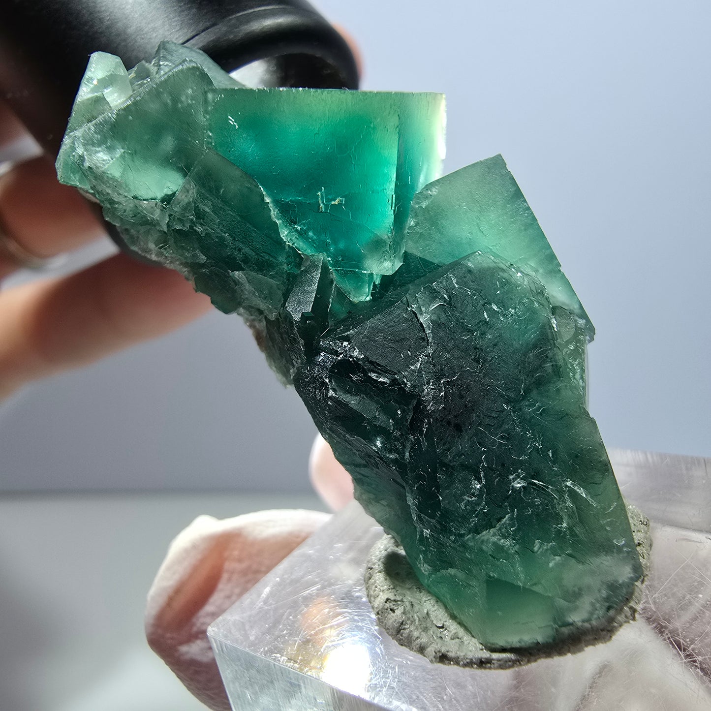 Klarer Phantom Fluorit Würfel parkettiert, grün Okorusu, Namibia 26*26*25mm