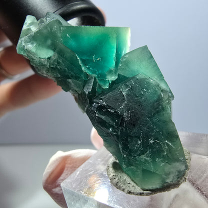 Klarer Phantom Fluorit Würfel parkettiert, grün Okorusu, Namibia 26*26*25mm