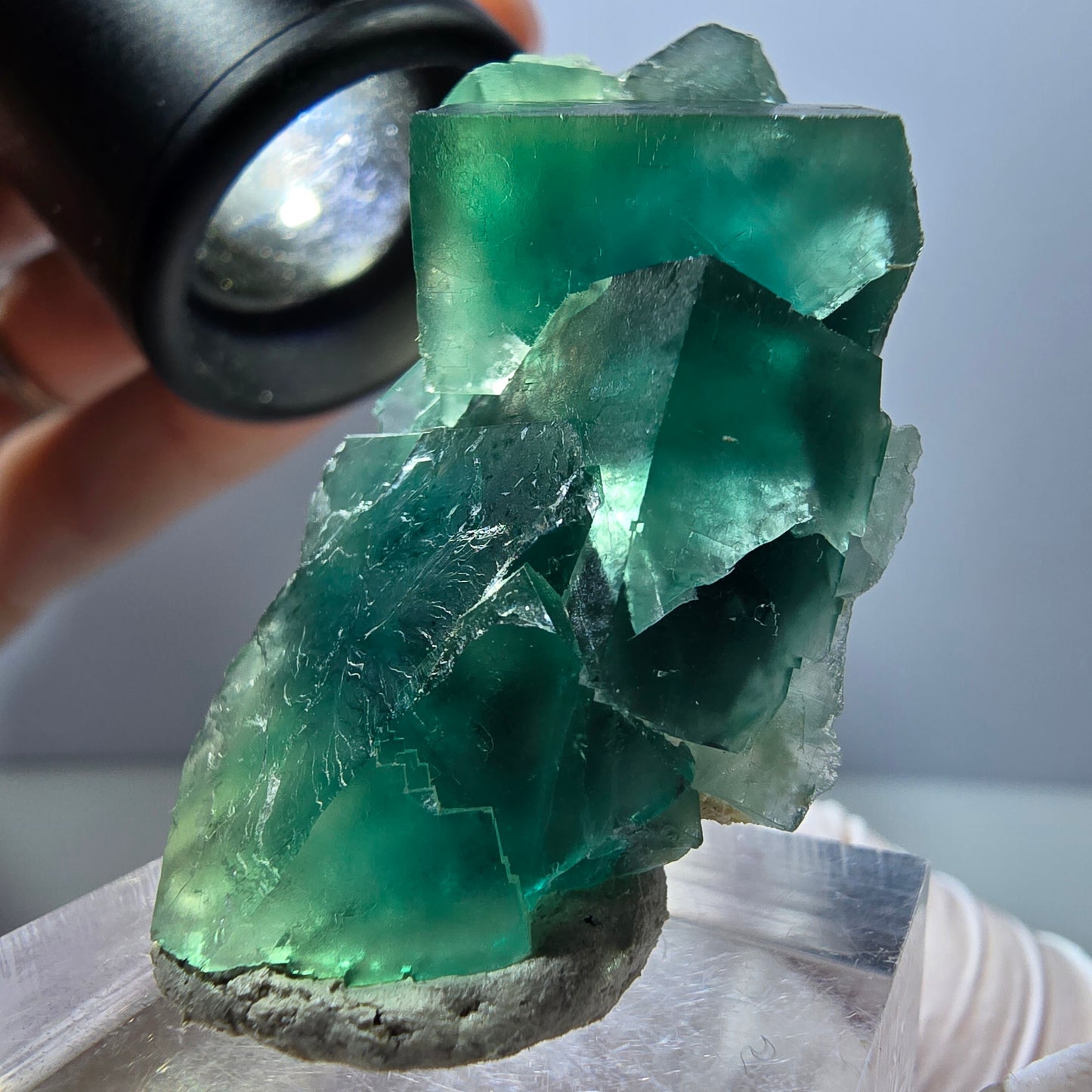 Klarer Phantom Fluorit Würfel parkettiert, grün Okorusu, Namibia 26*26*25mm