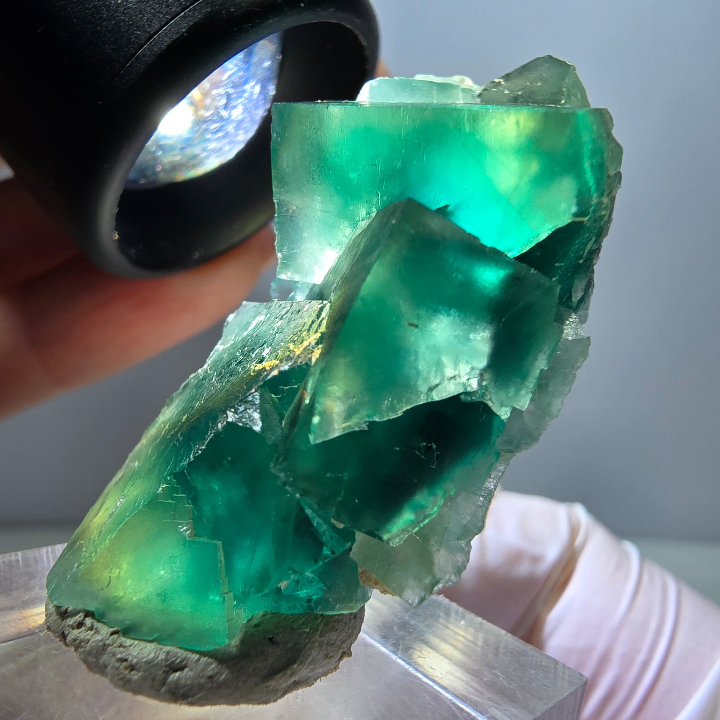 Klarer Phantom Fluorit Würfel parkettiert, grün Okorusu, Namibia 26*26*25mm