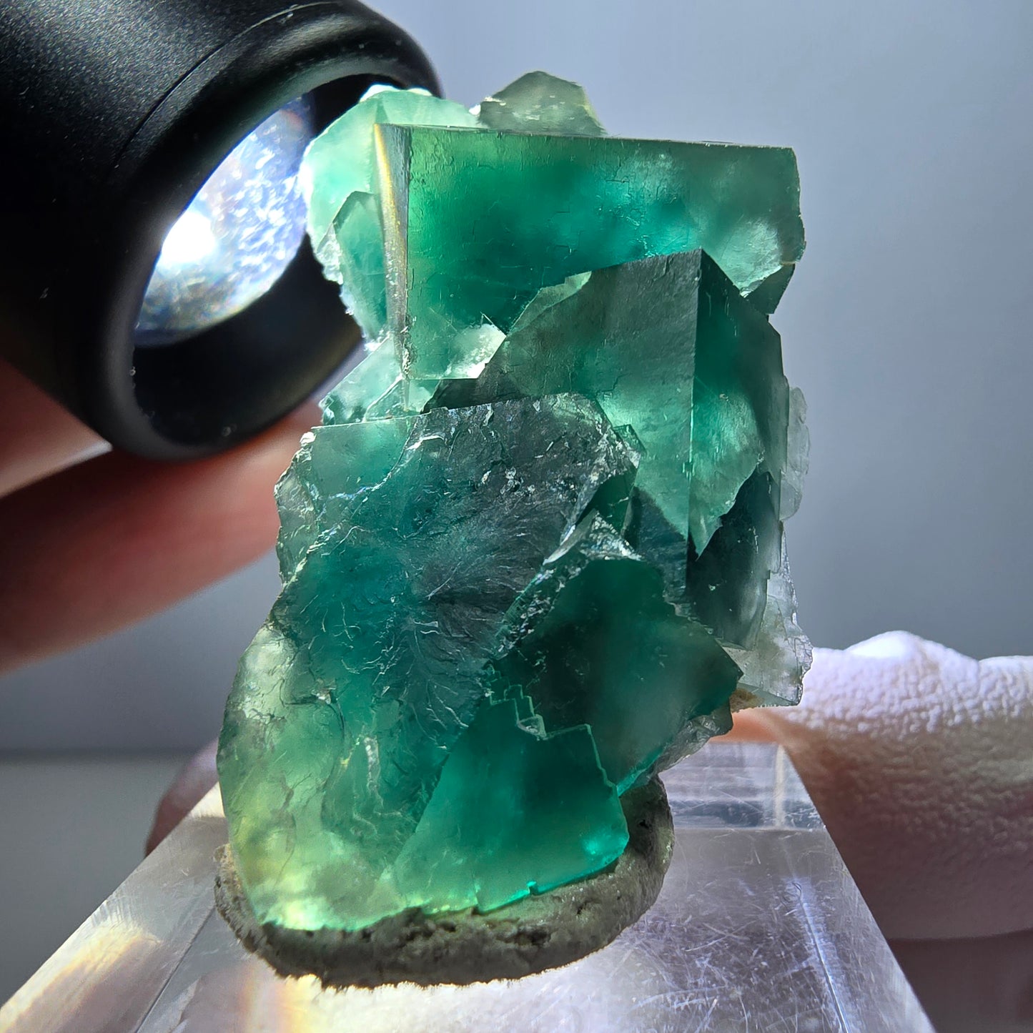 Klarer Phantom Fluorit Würfel parkettiert, grün Okorusu, Namibia 26*26*25mm