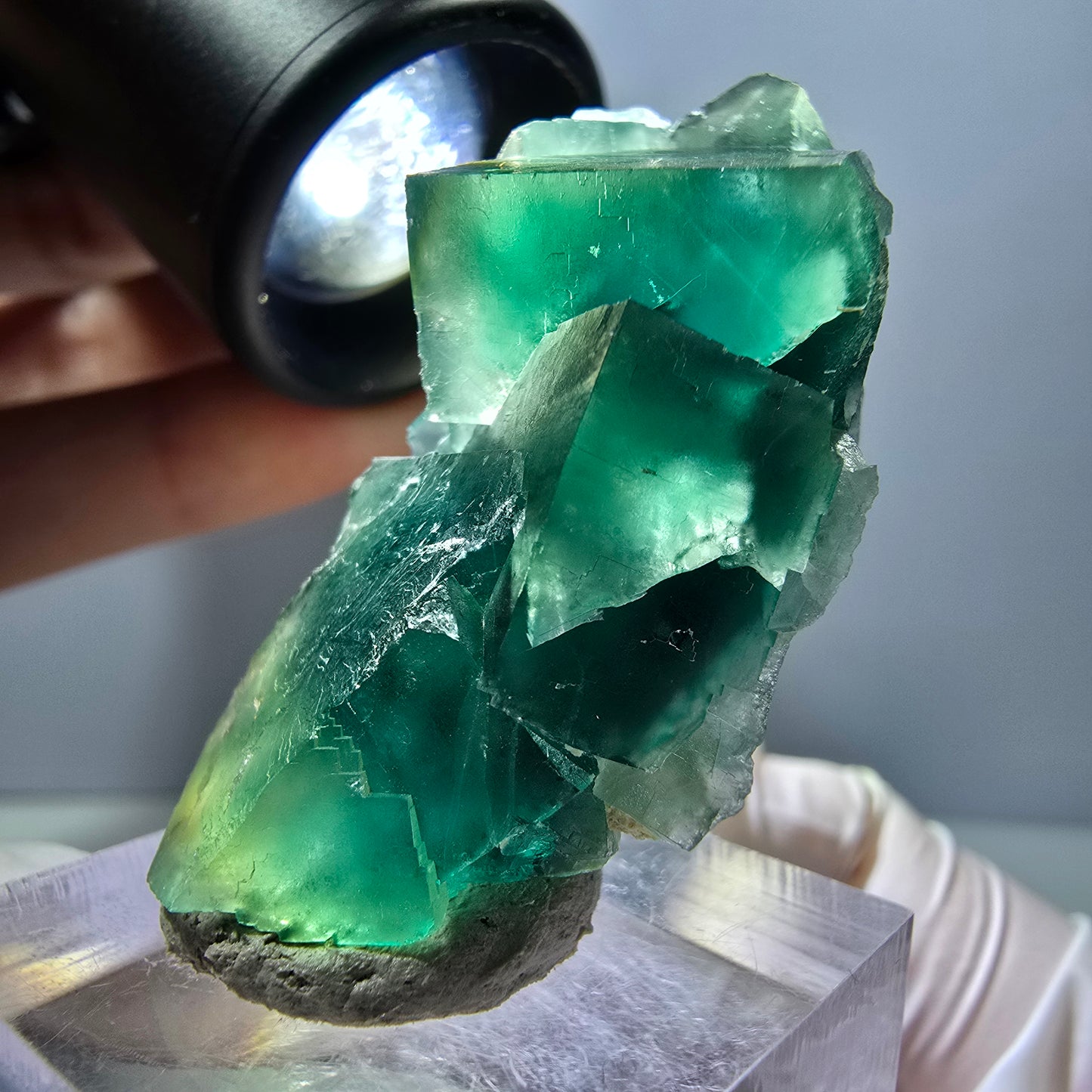 Klarer Phantom Fluorit Würfel parkettiert, grün Okorusu, Namibia 26*26*25mm