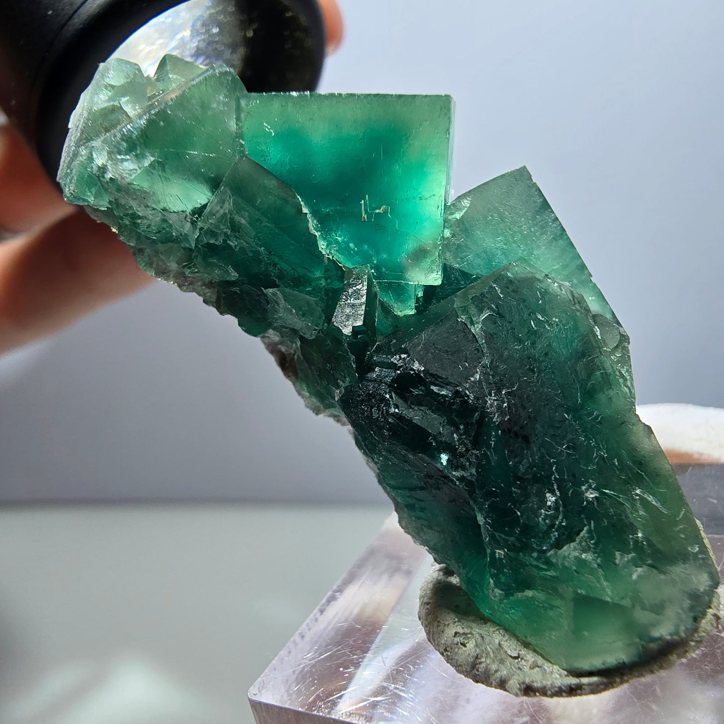 Klarer Phantom Fluorit Würfel parkettiert, grün Okorusu, Namibia 26*26*25mm