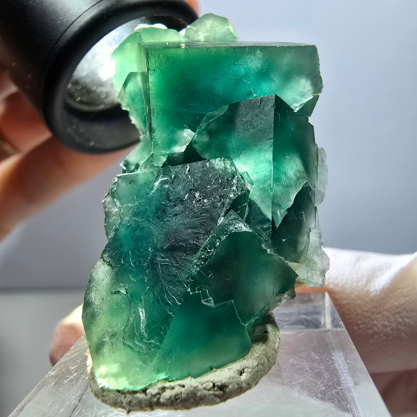 Klarer Phantom Fluorit Würfel parkettiert, grün Okorusu, Namibia 26*26*25mm