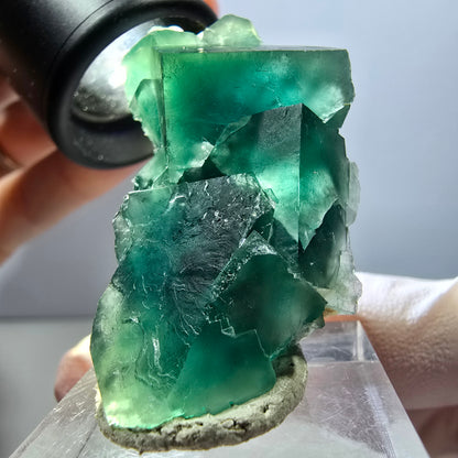 Klarer Phantom Fluorit Würfel parkettiert, grün Okorusu, Namibia 26*26*25mm
